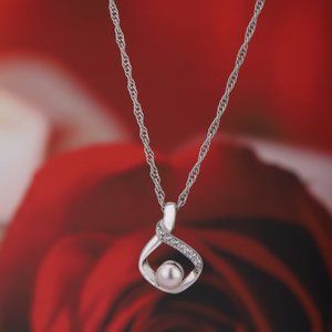 Vanbelle Sterling Silver Jewelry Pearl Pendant Necklace